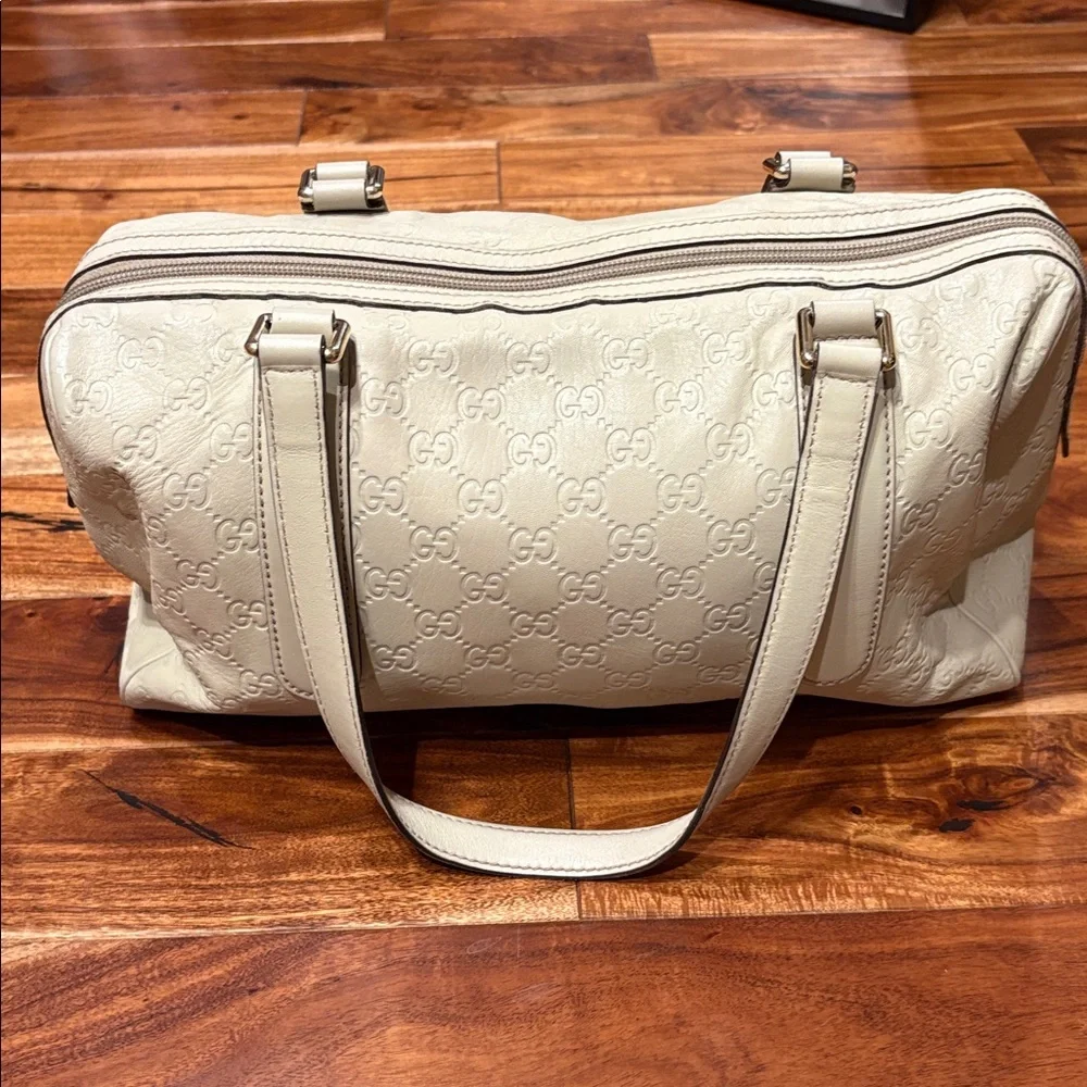Gucci Signature Boston Bag. Neutral Leather. GG Signature - Picture 4 of 10